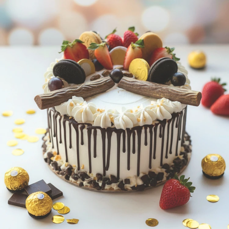 Fruchttorte mit Erdbeeren und Schokoladendekor – handgemachte Torte in Leipzig
